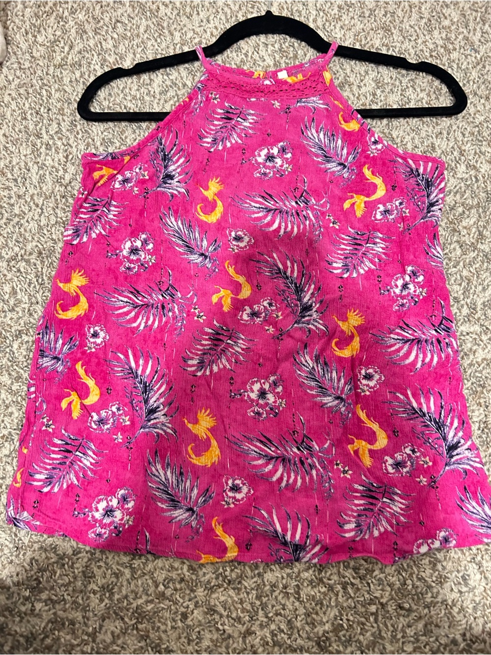 Mudd Hot Pink Tropical Print Halter Top